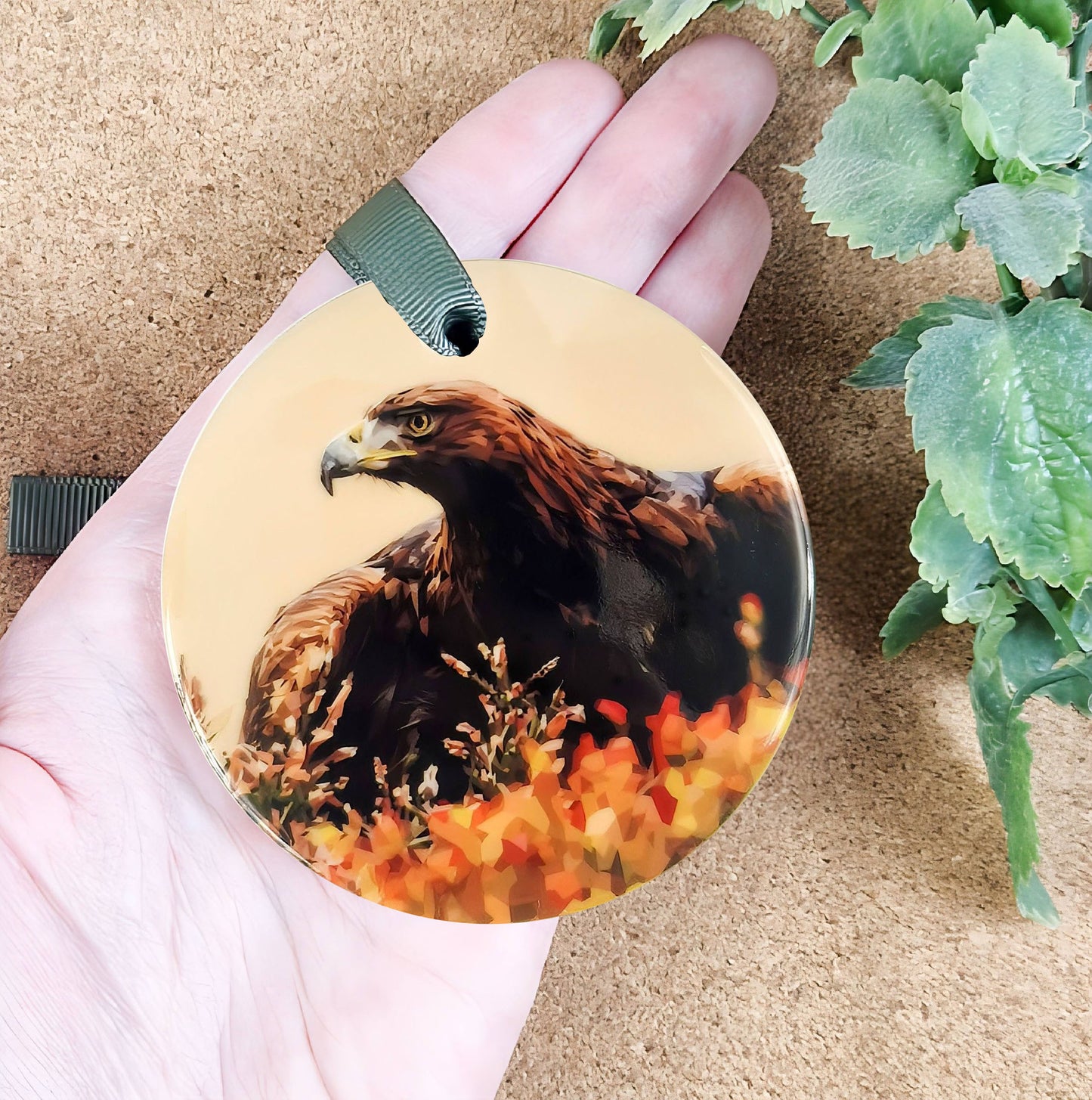 Golden eagle illustration | Hanging ceramic decoration | Scottish wildlife