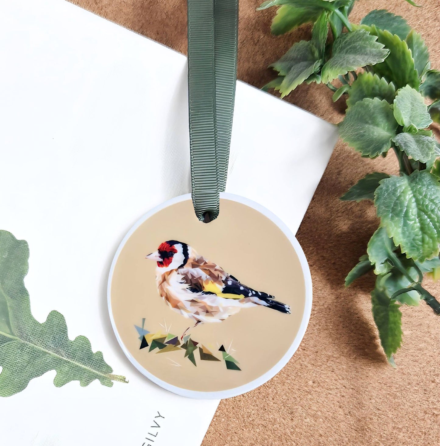 Goldfinch bird illustration | Hanging ceramic decoration
