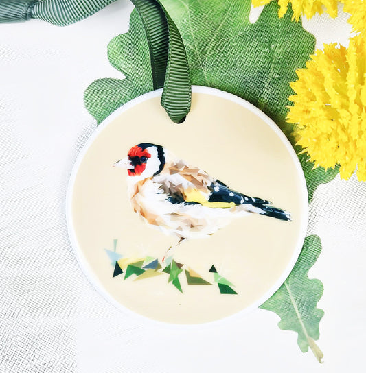 GOLDFINCH bird illustration | Hanging ceramic decoration