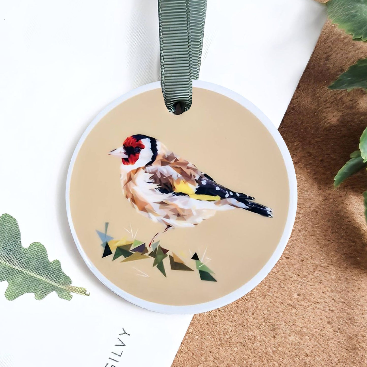 Goldfinch bird illustration | Hanging ceramic decoration