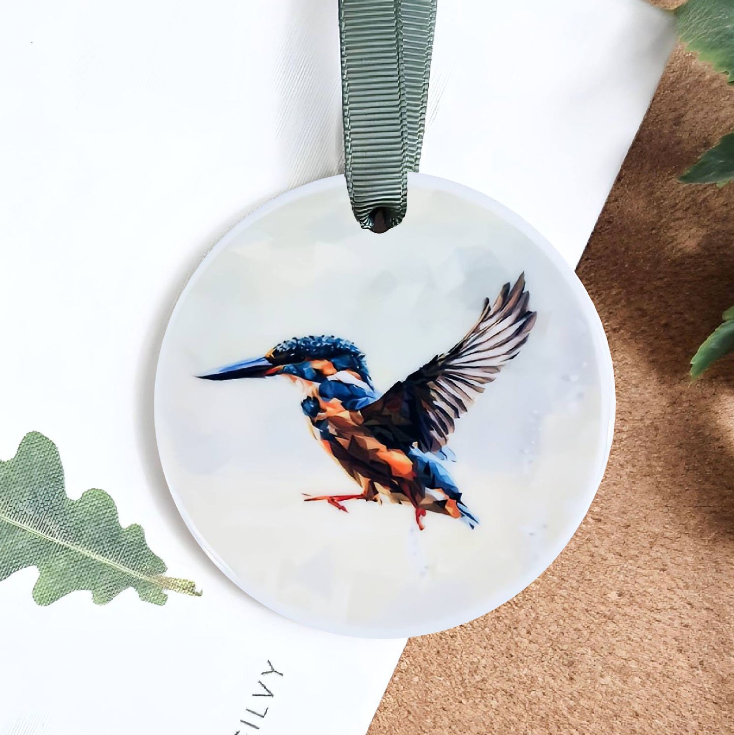 Kingfisher bird illustration | Hanging ceramic decoration | Wild birds