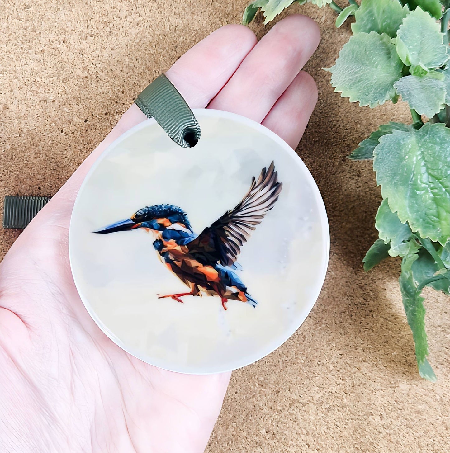 Kingfisher bird illustration | Hanging ceramic decoration | Wild birds