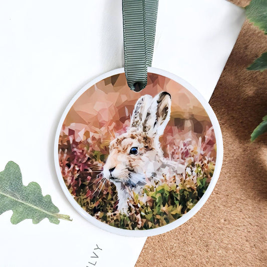 Mountain hare illustration | Hanging ceramic decoration *NEW