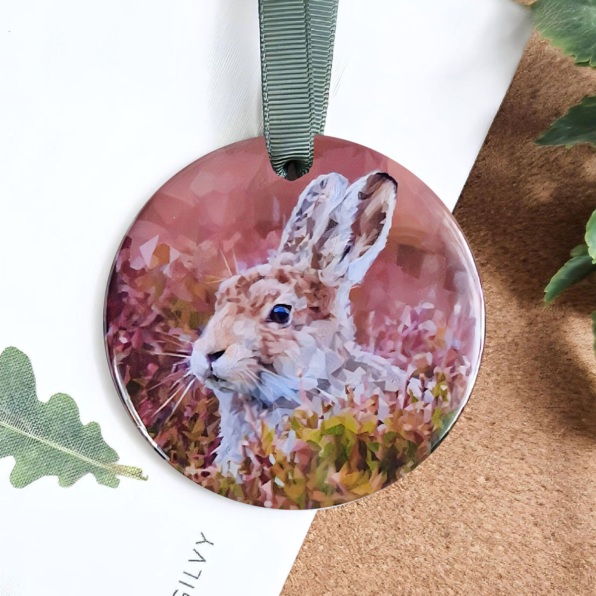 Mountain hare illustration | Hanging ceramic decoration *NEW