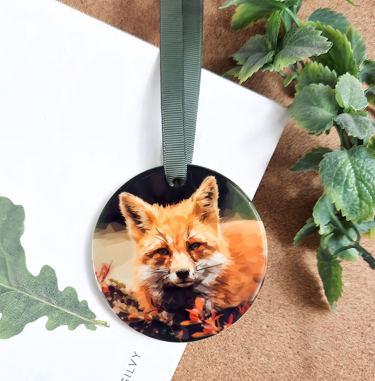 Red fox illustration | Hanging ceramic decoration | British wildlife