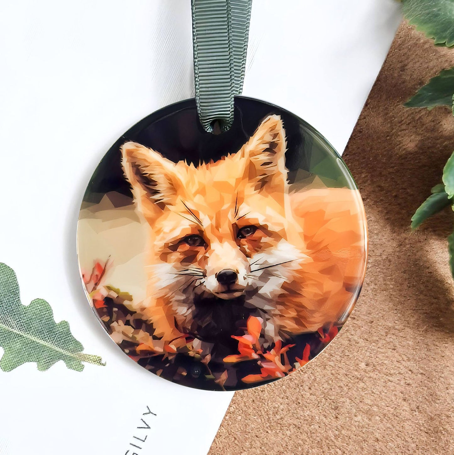 Red fox illustration | Hanging ceramic decoration | British wildlife