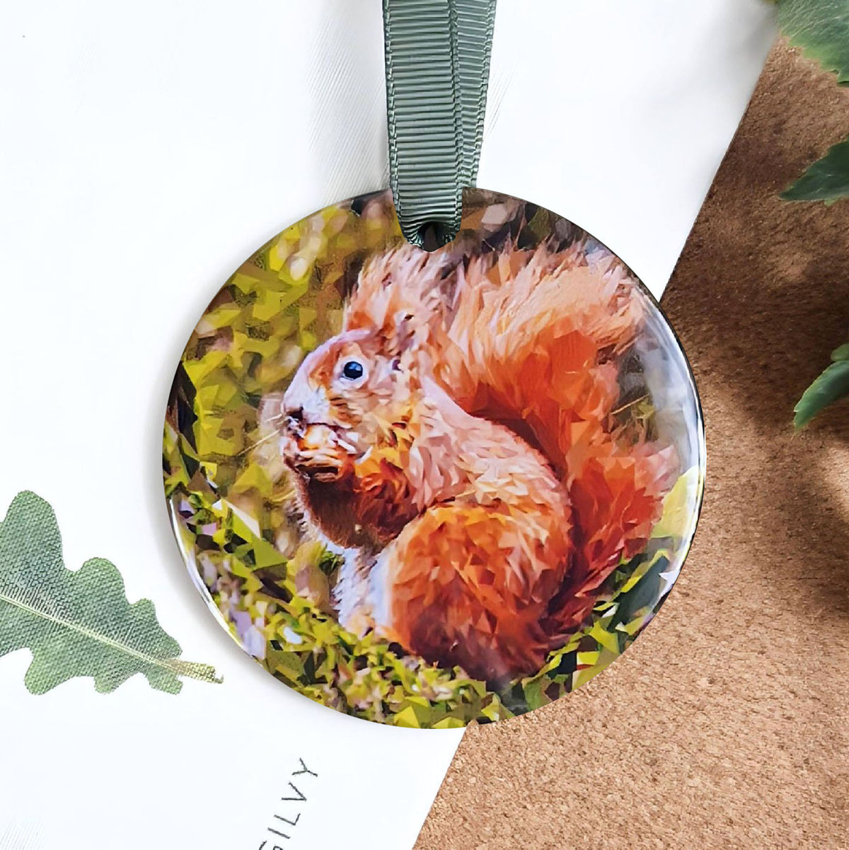 Red squirrel illustration | Hanging ceramic decoration *NEW