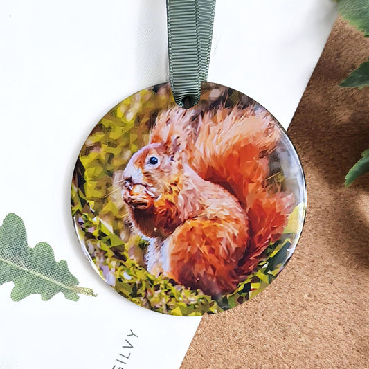 Red squirrel illustration | Hanging ceramic decoration *NEW