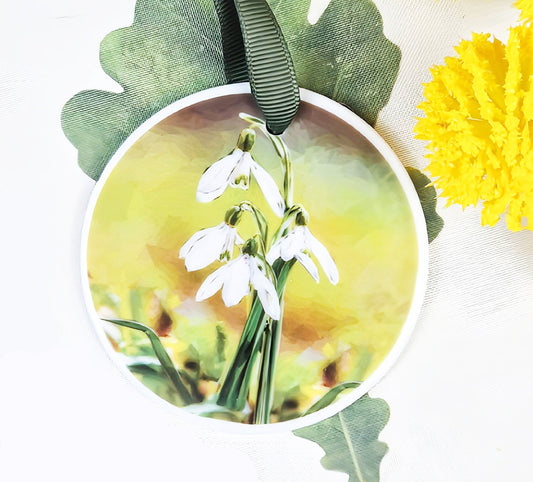 SNOWDROP flower illustration | Hanging ceramic decoration