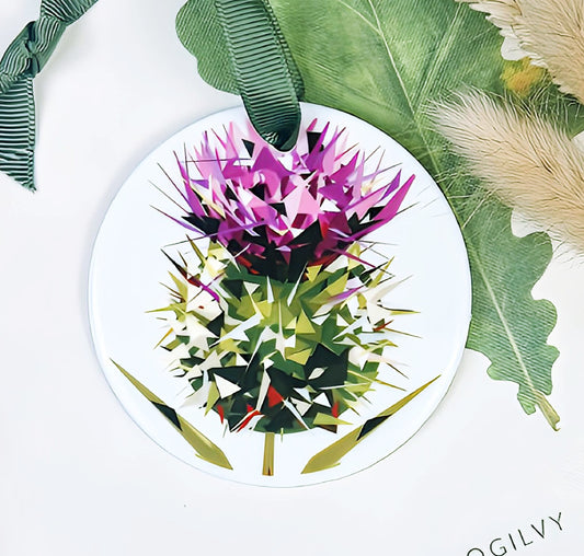 SPEAR THISTLE illustration | Hanging ceramic decoration | Scottish