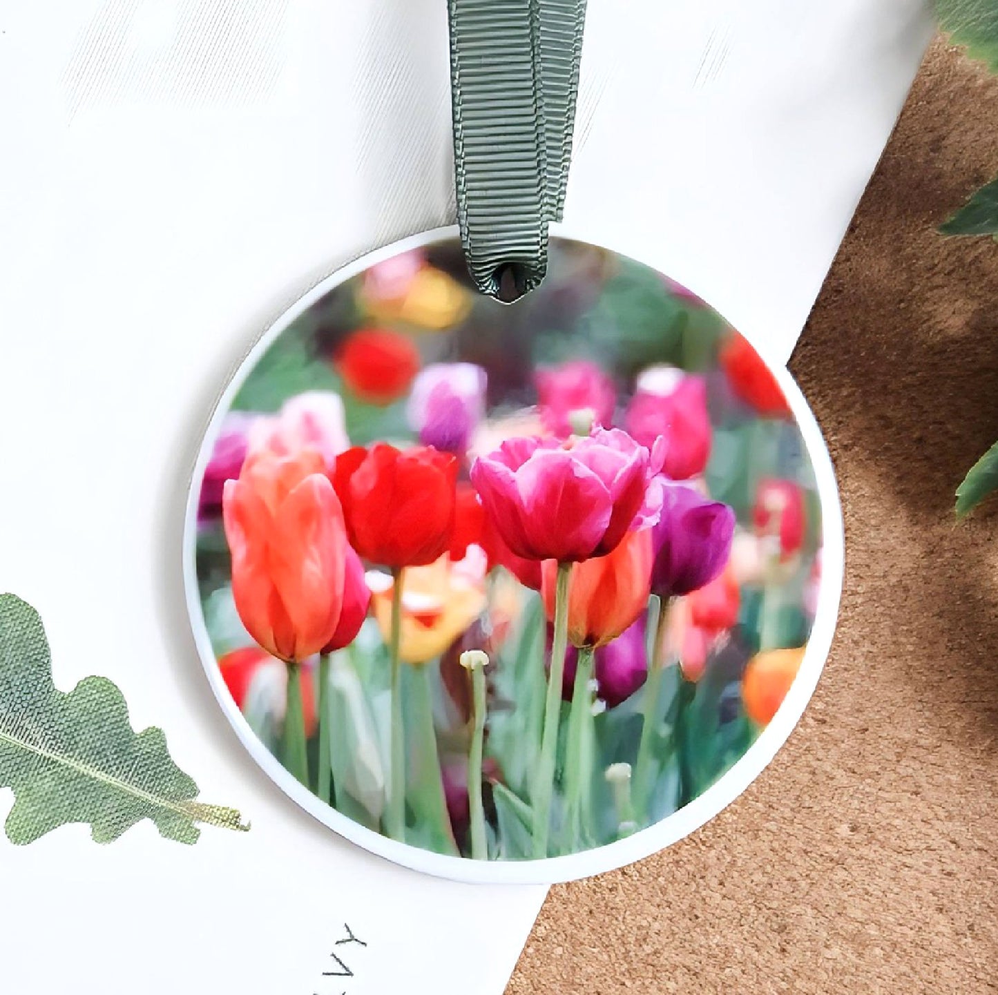 Tulips flower illustration | Hanging ceramic decoration | British flowers