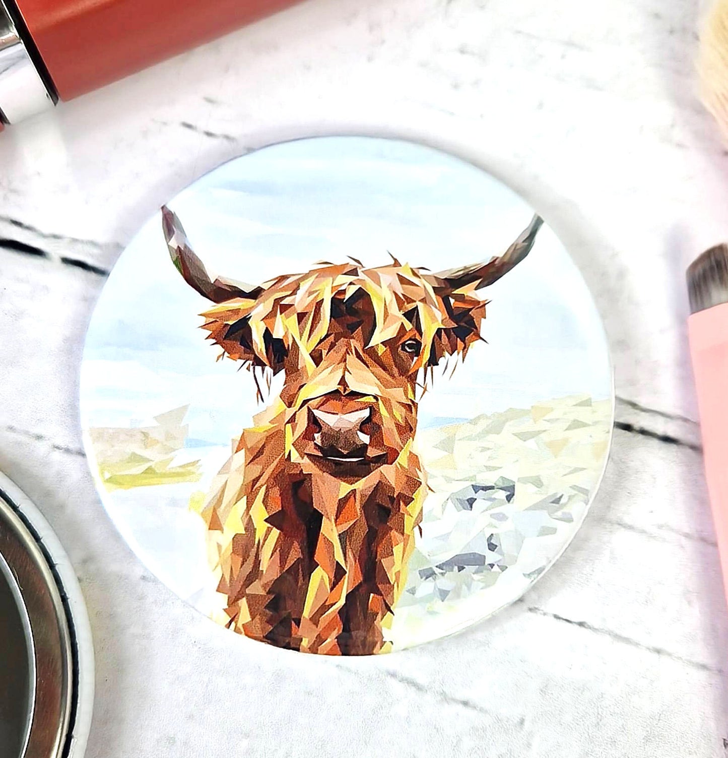 HIGHLAND COW pocket mirror