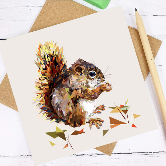 RED SQUIRREL greeting card