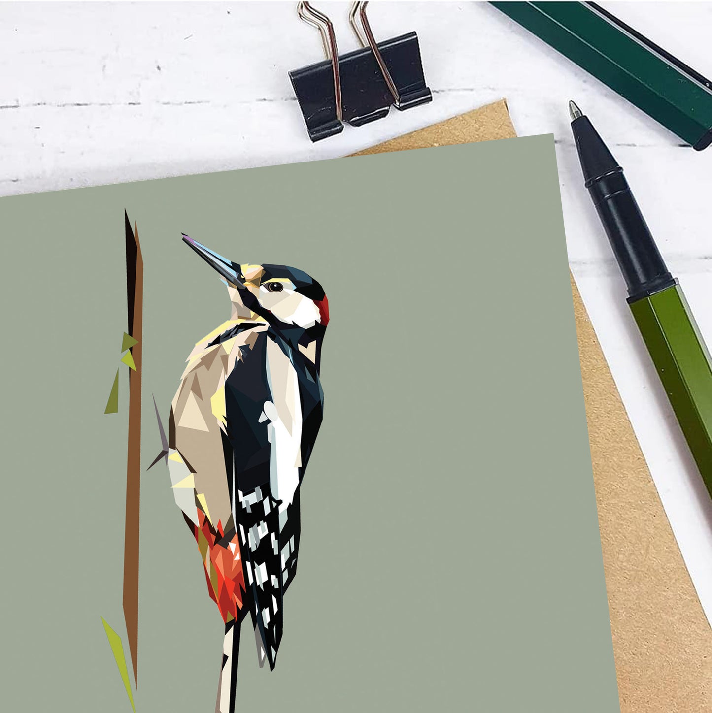 GREAT-SPOTTED WOODPECKER greeting card