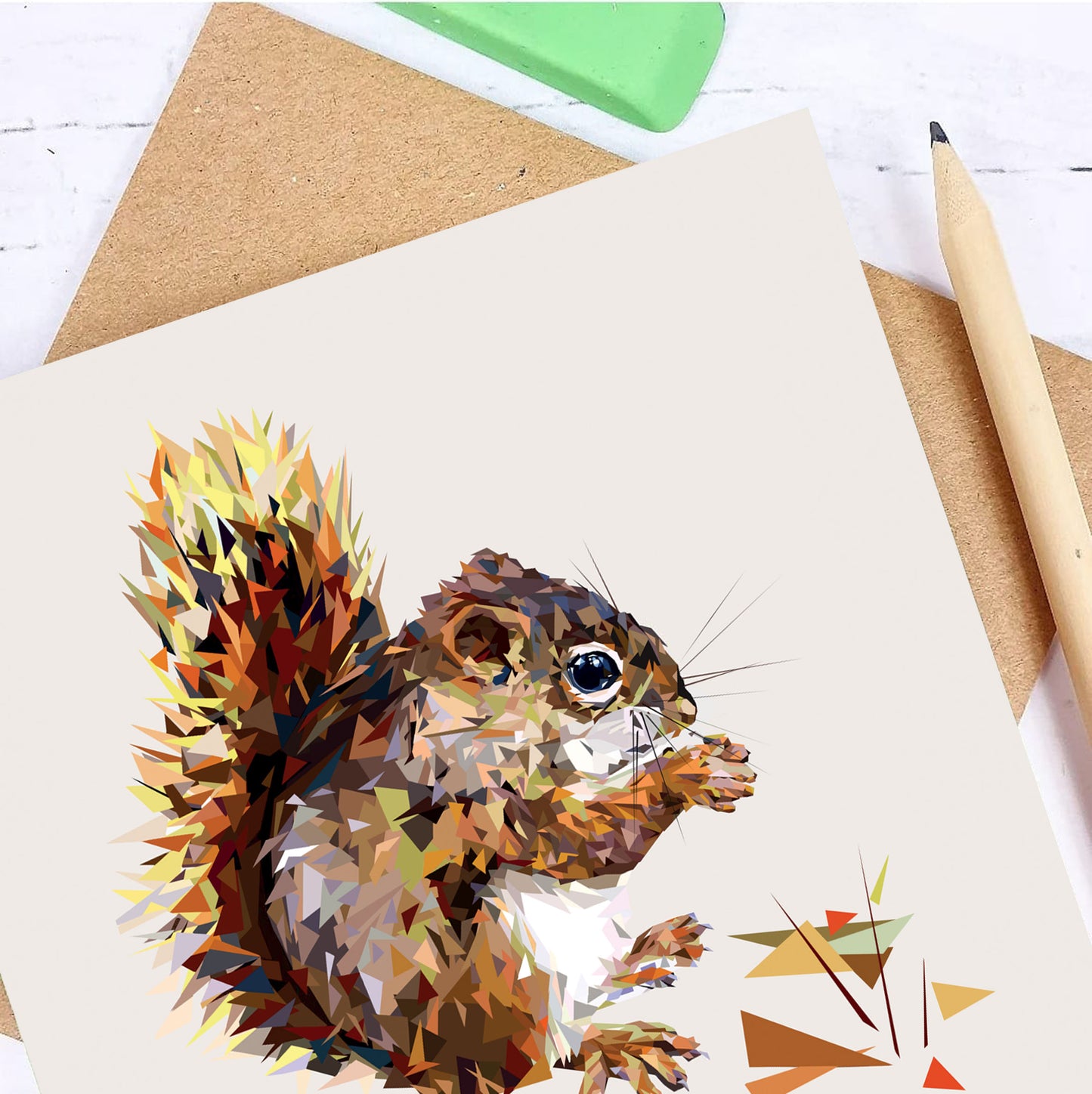 RED SQUIRREL greeting card