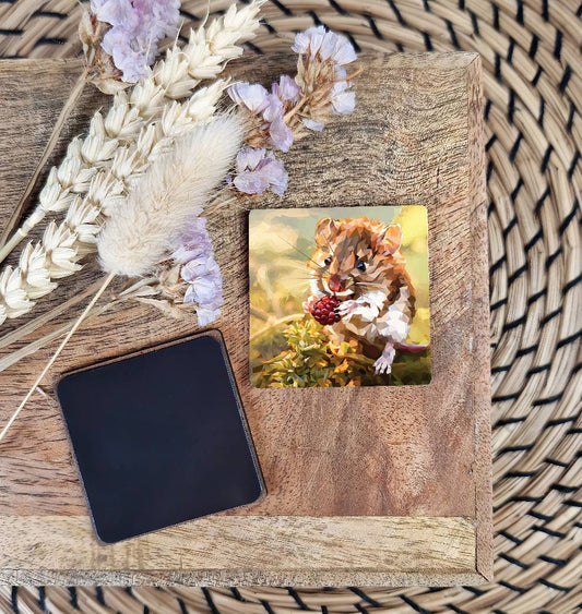 Field mouse illustration | Wooden fridge magnet | British wildlife