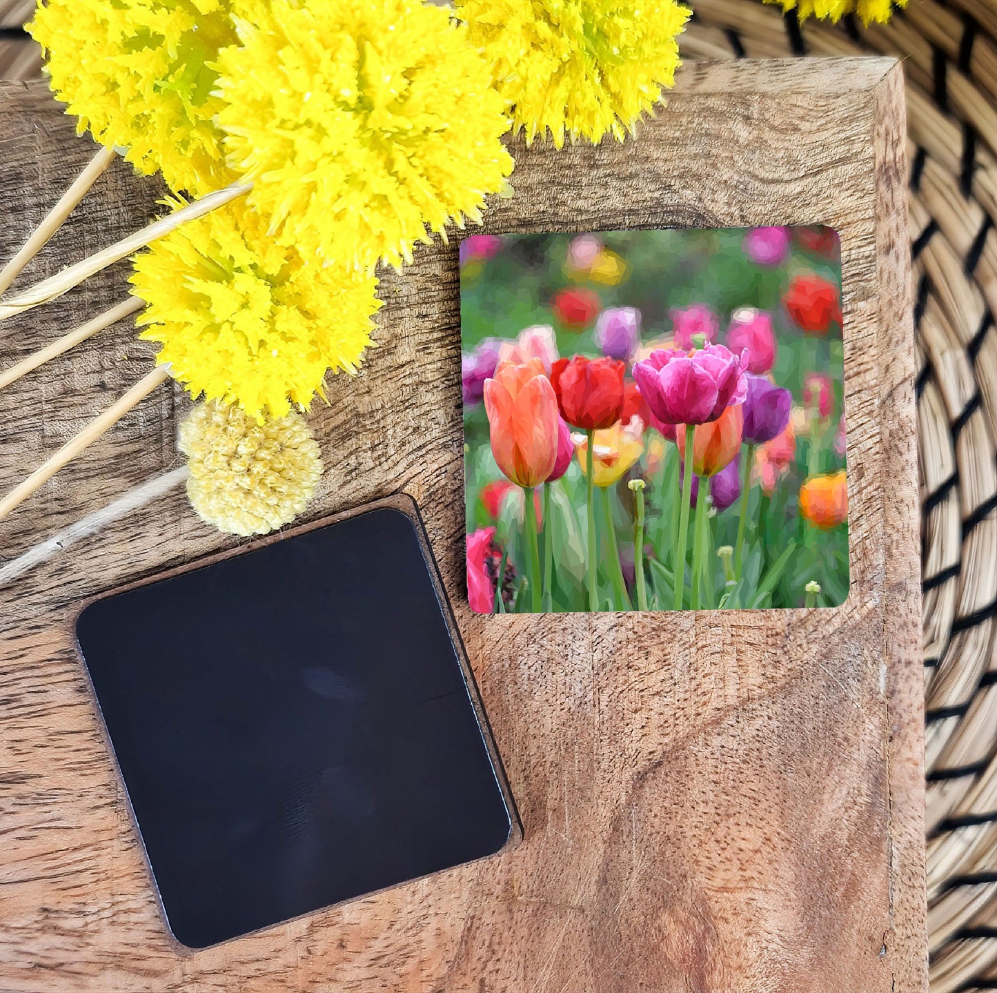 Tulip flower illustration | Wooden fridge magnet | Botanical