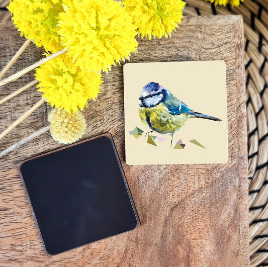Blue tit bird illustration | Wooden fridge magnet | Garden birds