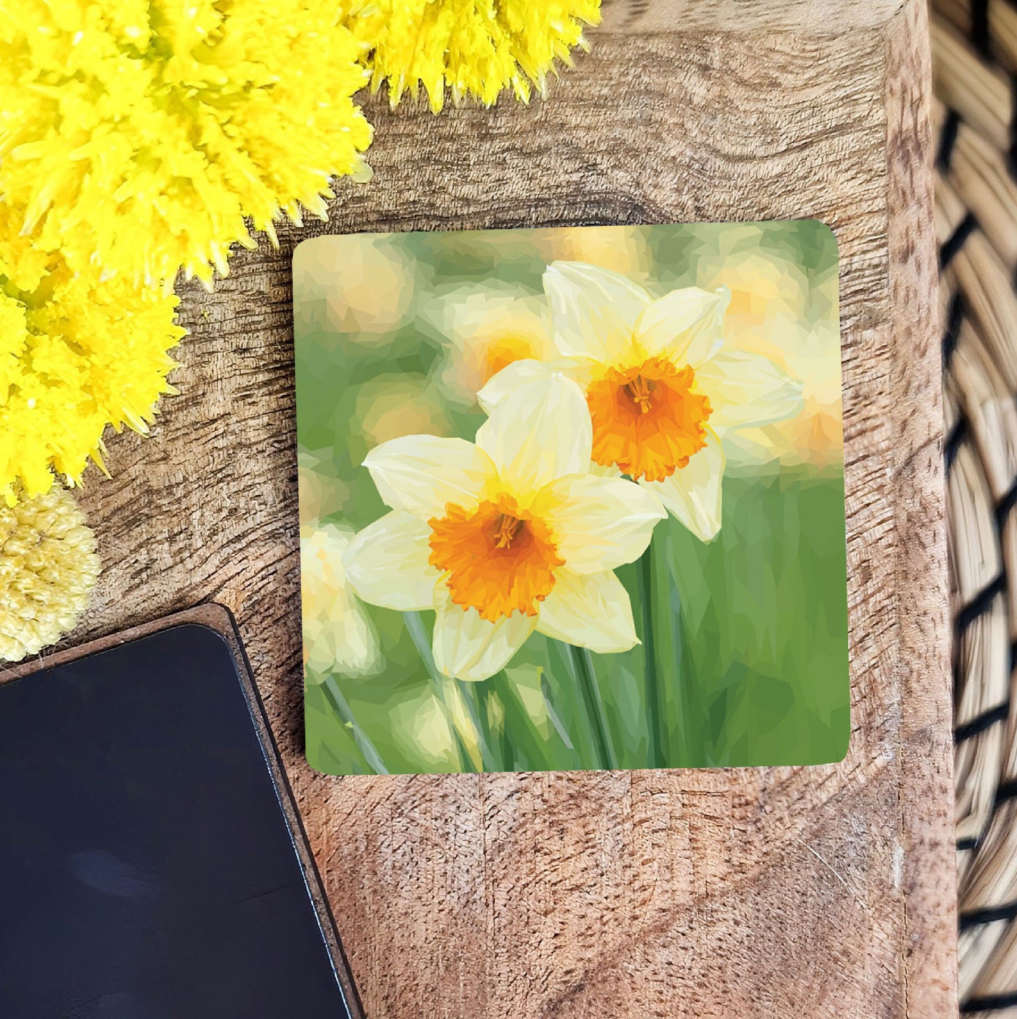 Daffodil flower illustration | Wooden fridge magnet | Spring bulbs
