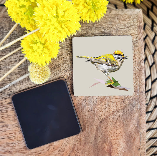 Goldcrest bird illustration | Wooden fridge magnet | Small birds