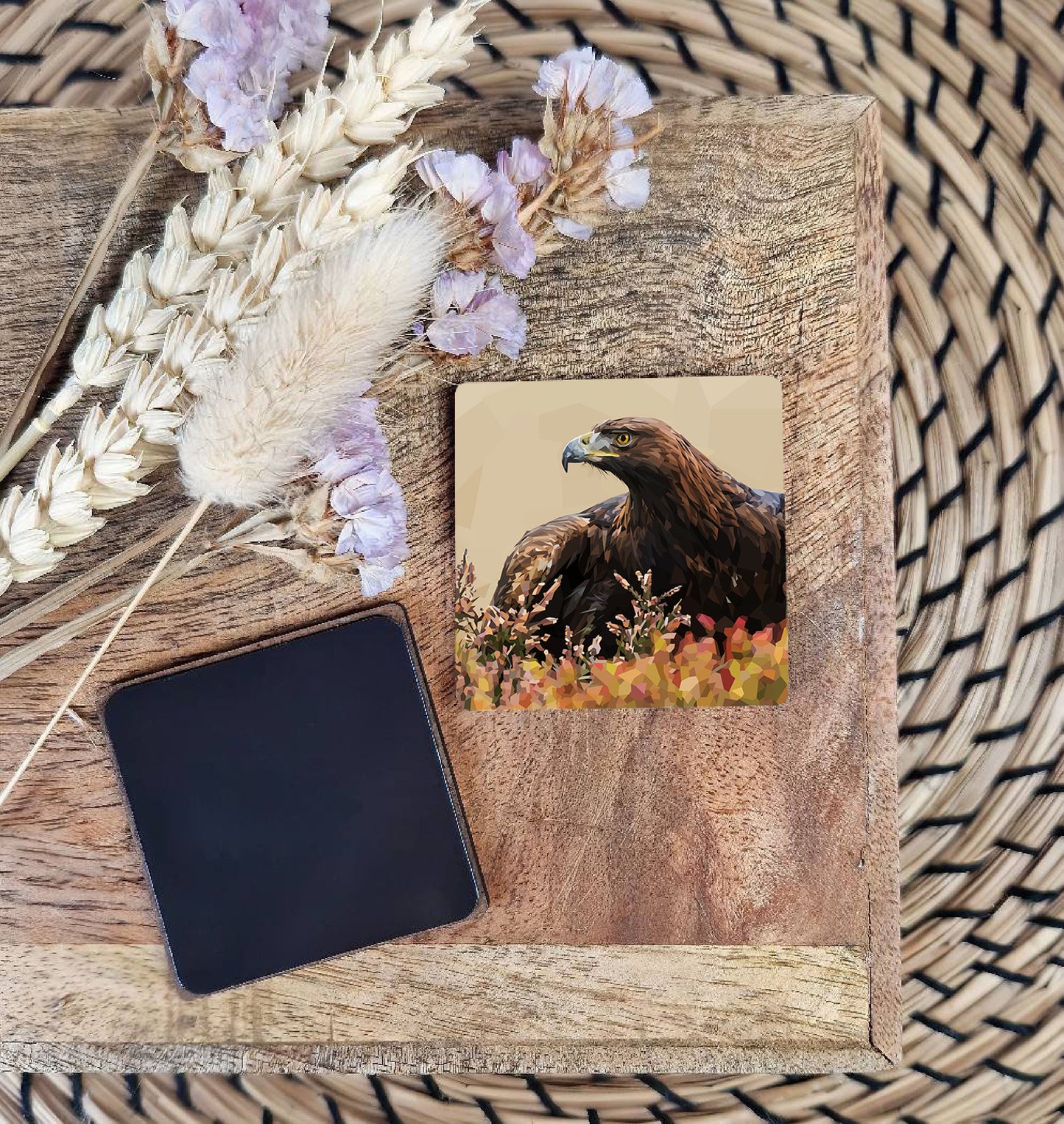 Golden eagle illustration | Wooden fridge magnet | Scottish wildlife