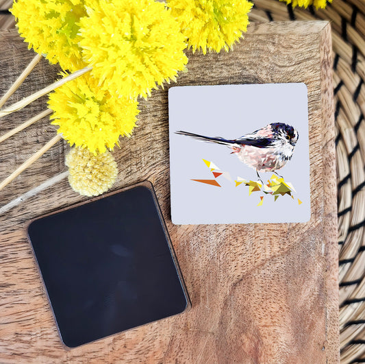 Long-tailed tit bird illustration | Wooden fridge magnet | Garden birds