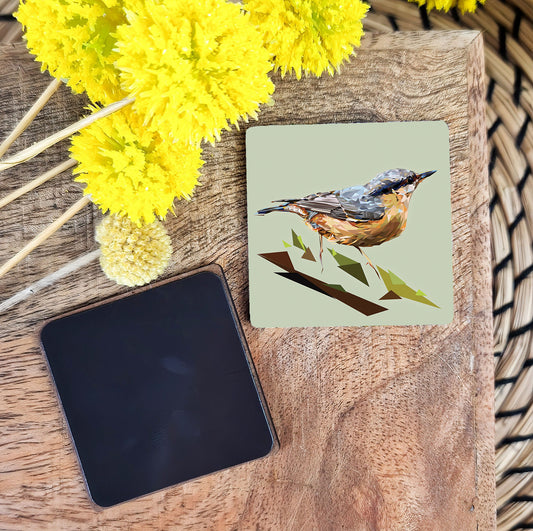 Nuthatch bird illustration | Wooden fridge magnet | British gardens