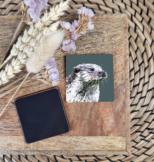 Otter illustration | Wooden fridge magnet | British wildlife