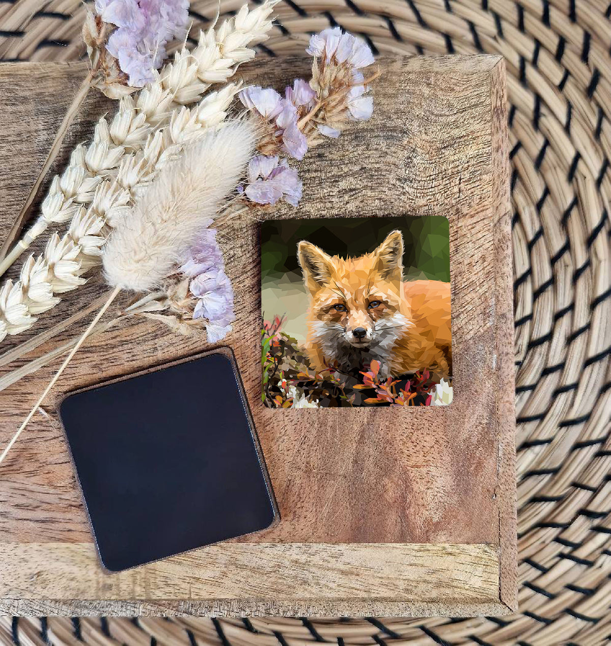 Red fox illustration | Wooden fridge magnet | British wildlife