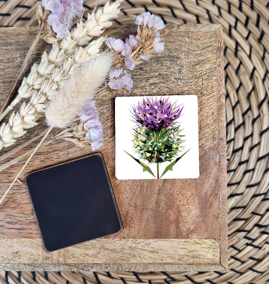 Spear thistle illustration | Wooden fridge magnet | Scottish art