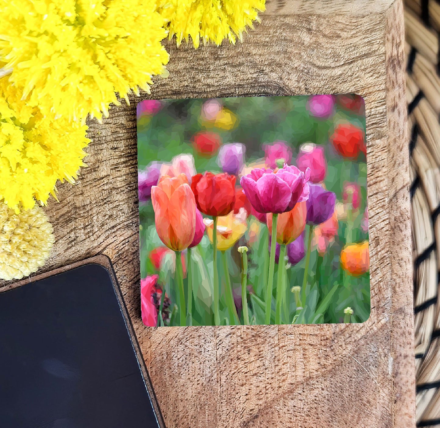 Tulip flower illustration | Wooden fridge magnet | Botanical