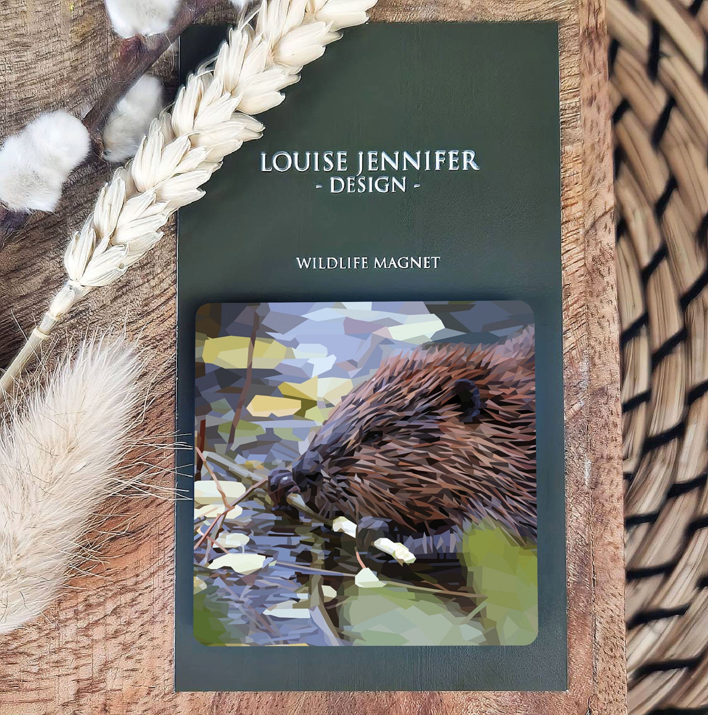Beaver illustration | Wooden fridge magnet | British wildlife
