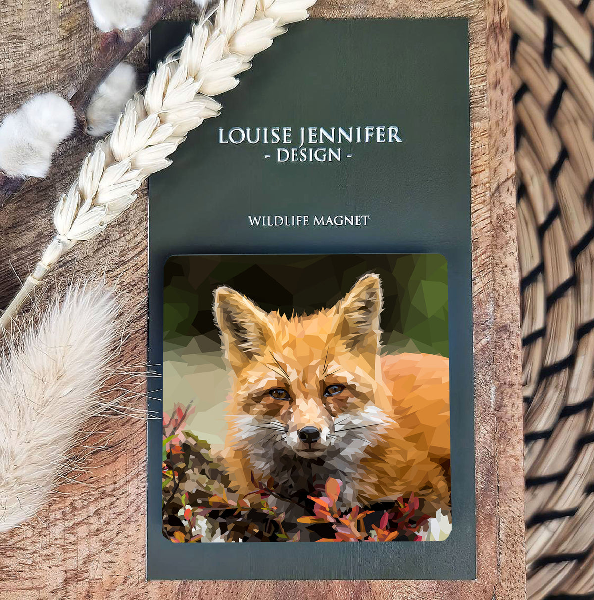 Red fox illustration | Wooden fridge magnet | British wildlife