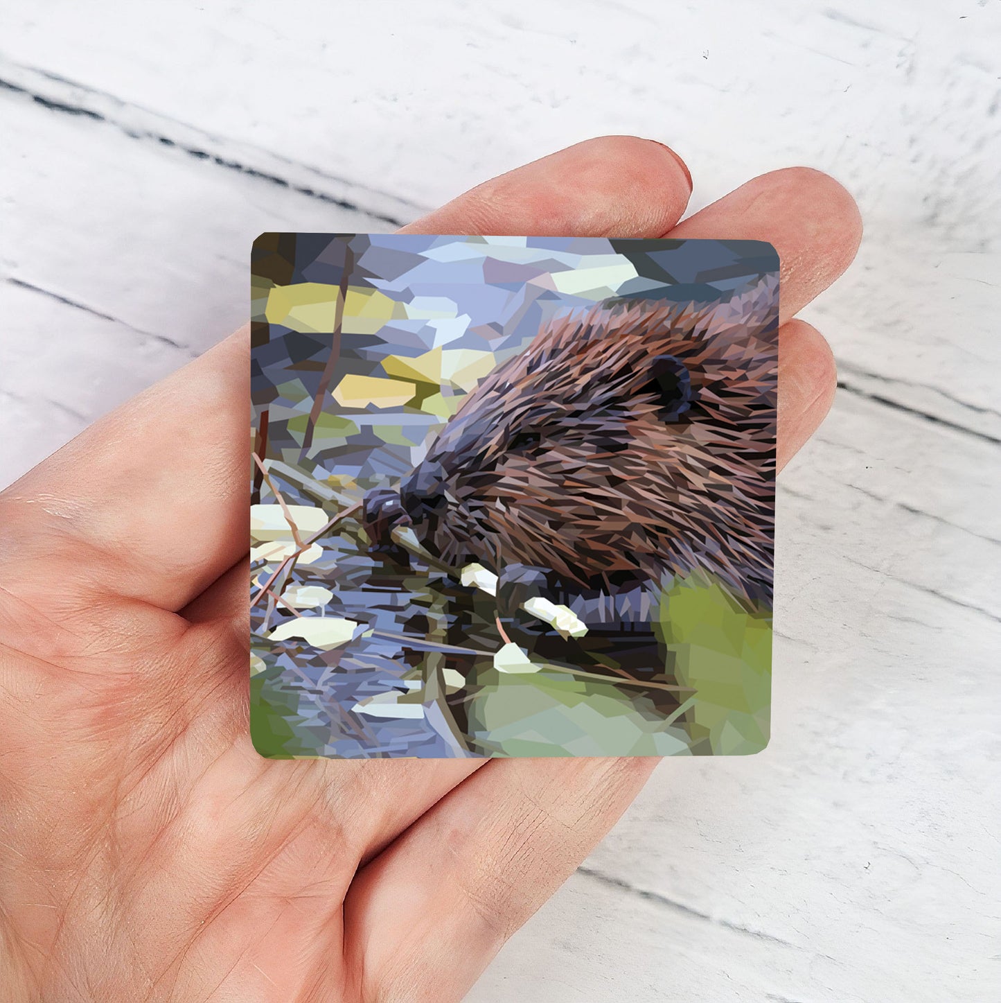 Beaver illustration | Wooden fridge magnet | British wildlife
