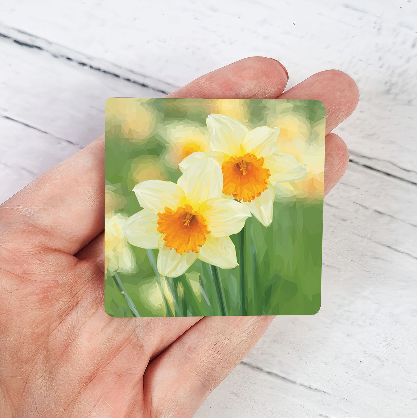 Daffodil flower illustration | Wooden fridge magnet | Spring bulbs