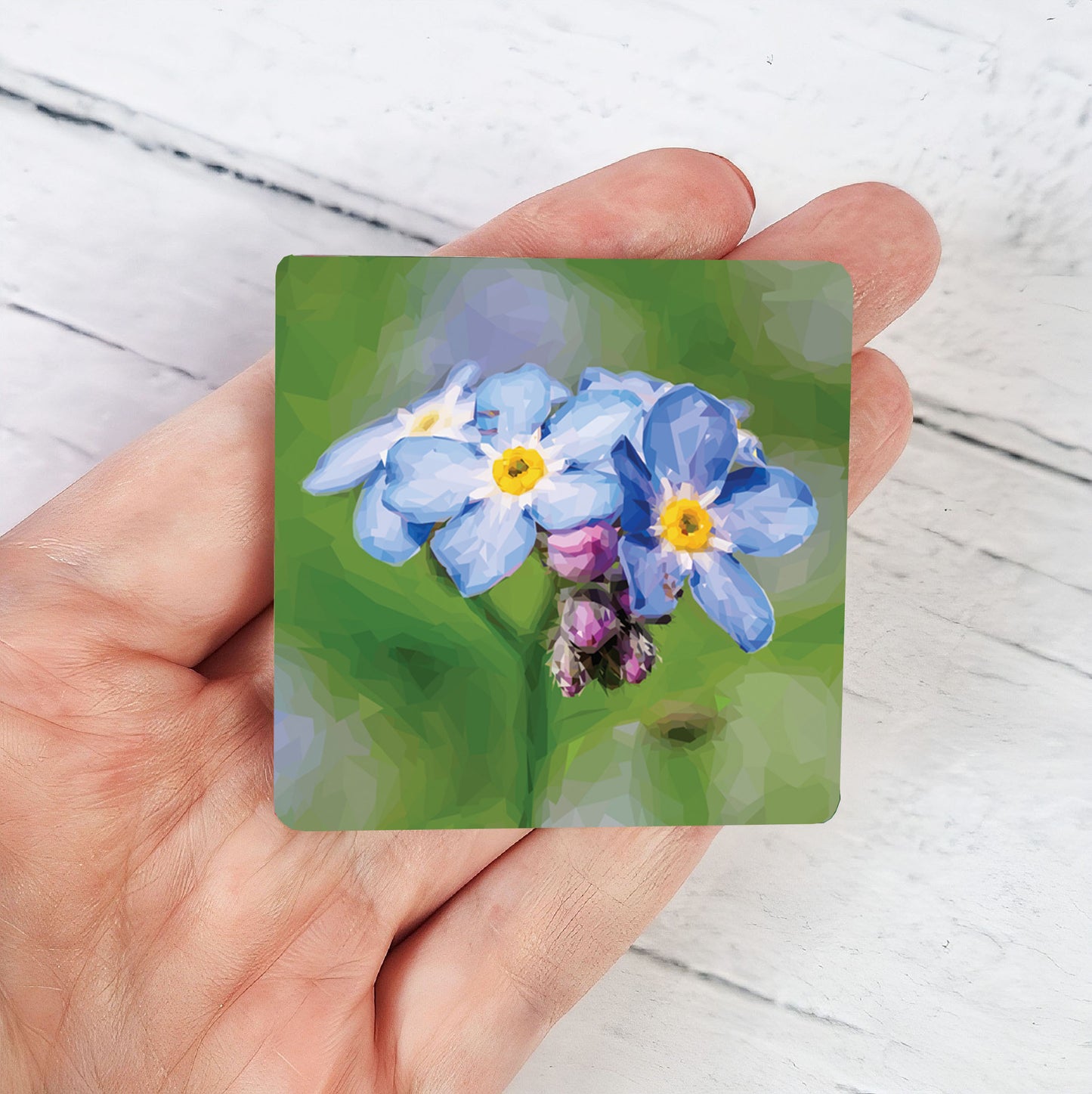 Forget-me-not flower illustration | Wooden fridge magnet | Botanical