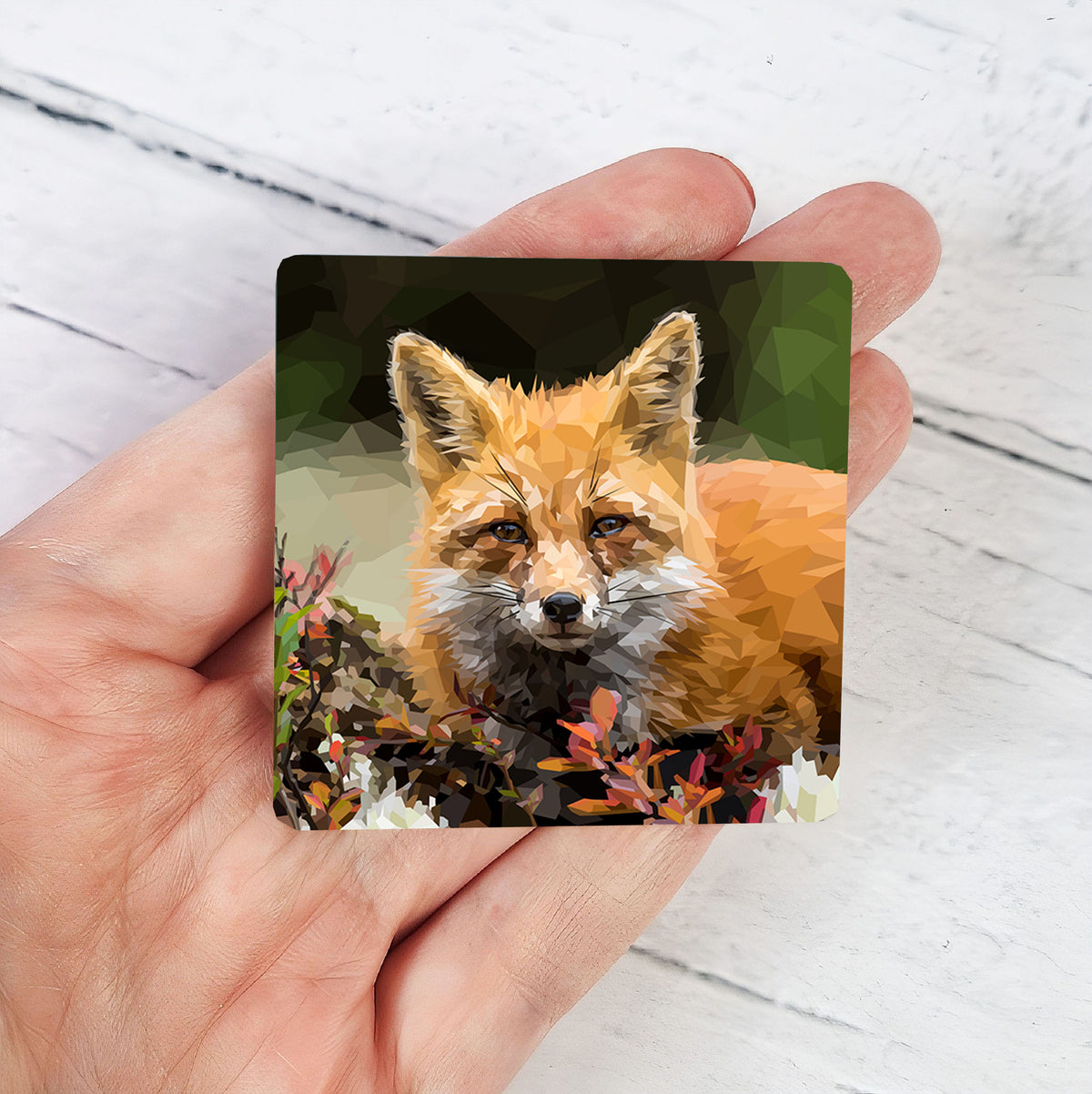 Red fox illustration | Wooden fridge magnet | British wildlife