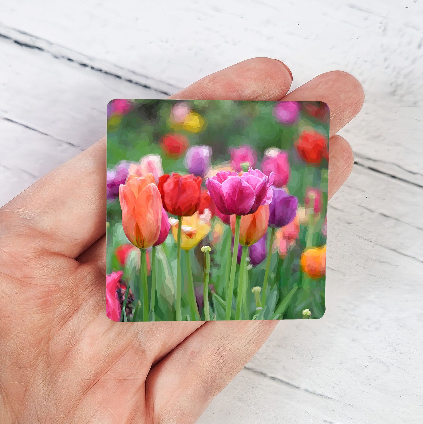 Tulip flower illustration | Wooden fridge magnet | Botanical