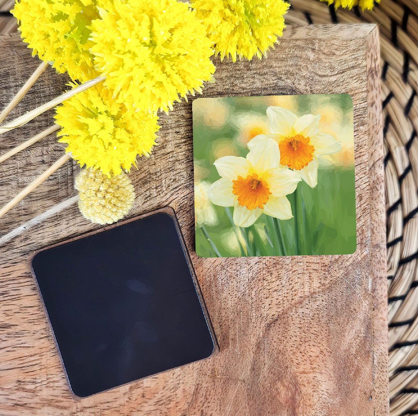 Daffodil flower illustration | Wooden fridge magnet | Spring bulbs