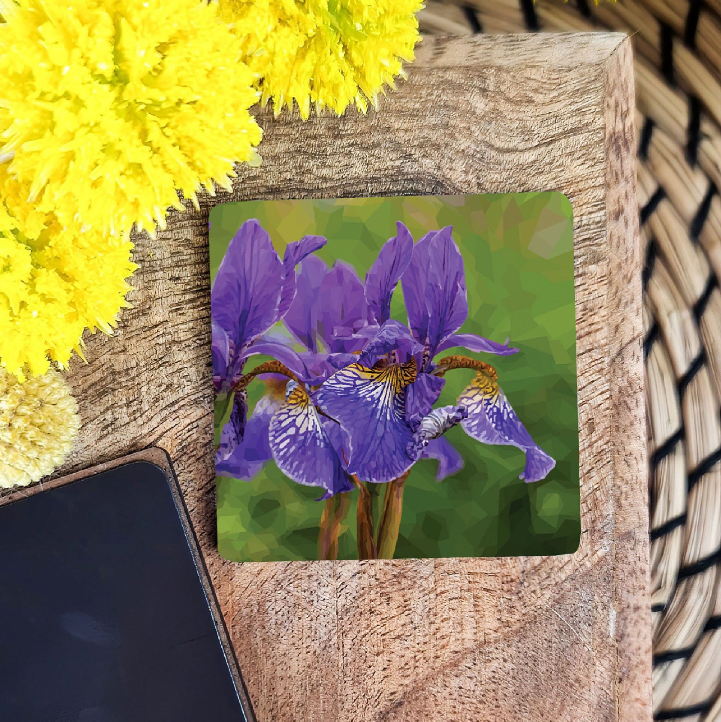 Iris flower illustration | Wooden fridge magnet | Botanical