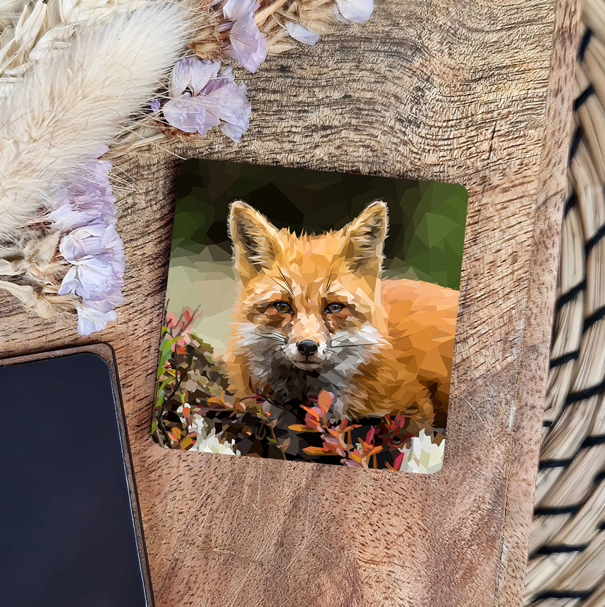 Red fox illustration | Wooden fridge magnet | British wildlife