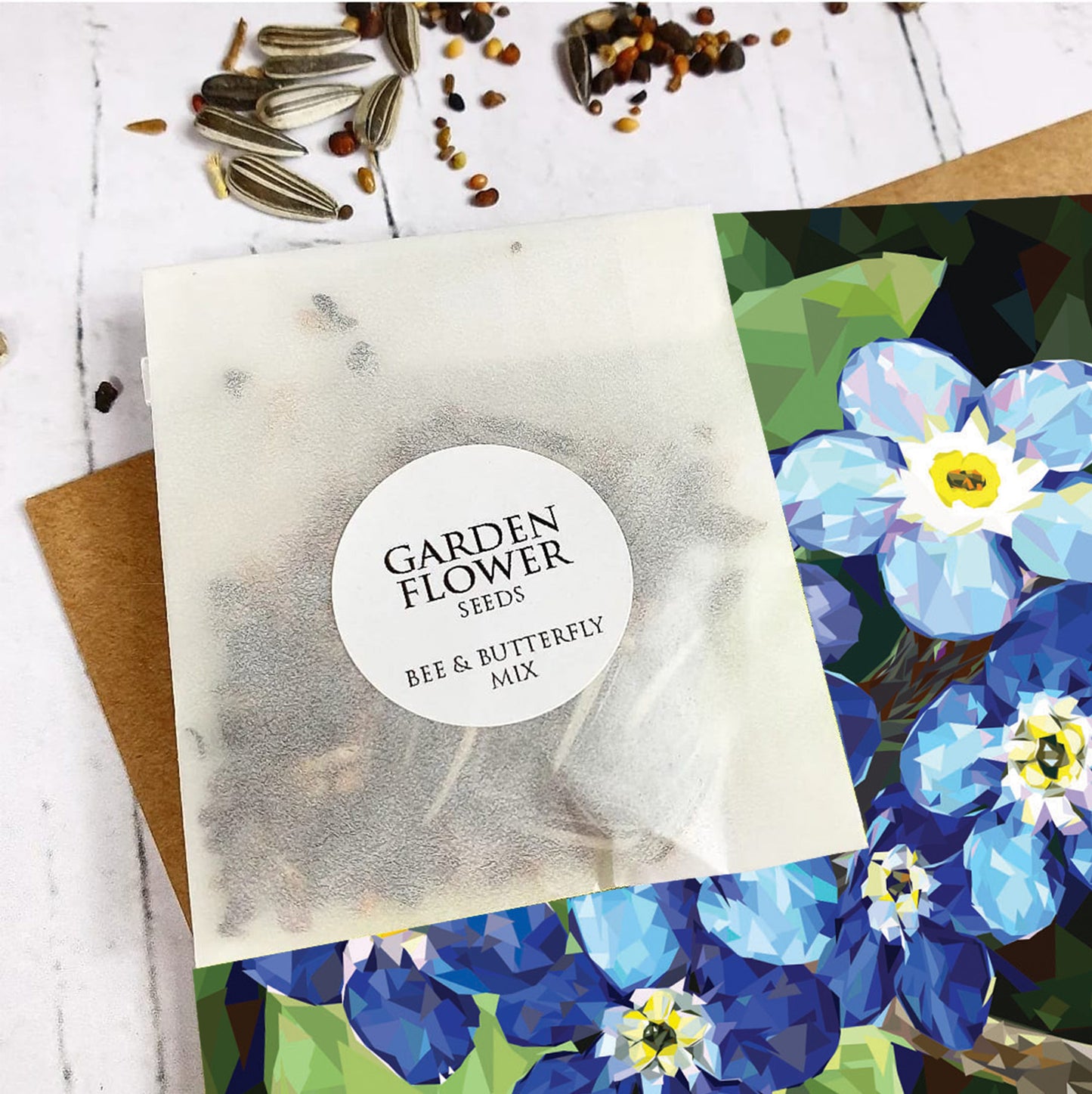 FORGET-ME-NOT seed greeting card