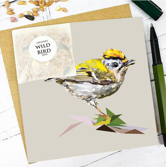 GOLDCREST seed greeting card